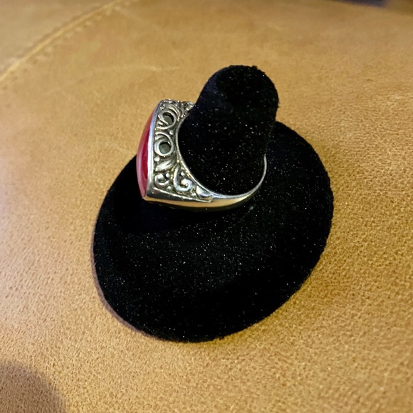 NWOT❣️Red Coral & Sterling Silver Ring❣️ - Picture 4 of 7